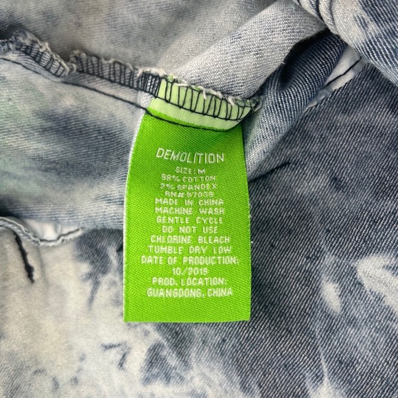 Demolition Tie Dye Denim Jacket Medium Distressed Raw Hem Multicolor Streetwear - Picture 5 of 8